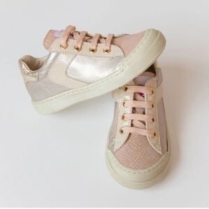 Kids Metallic Pink & Cream Fashion Sneakers